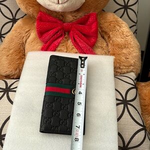 Black leather long wallet